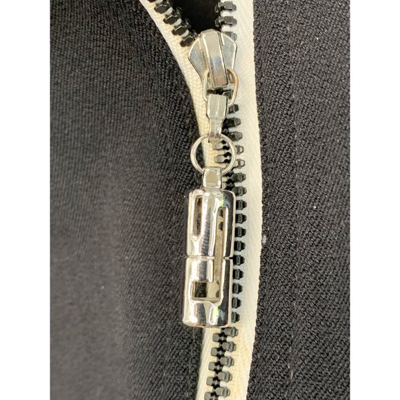 VTG M/L EUC St. John Sport Marie Gray Black Twill Jacket Asym Zip Stretch 8101 - Picture 6 of 13